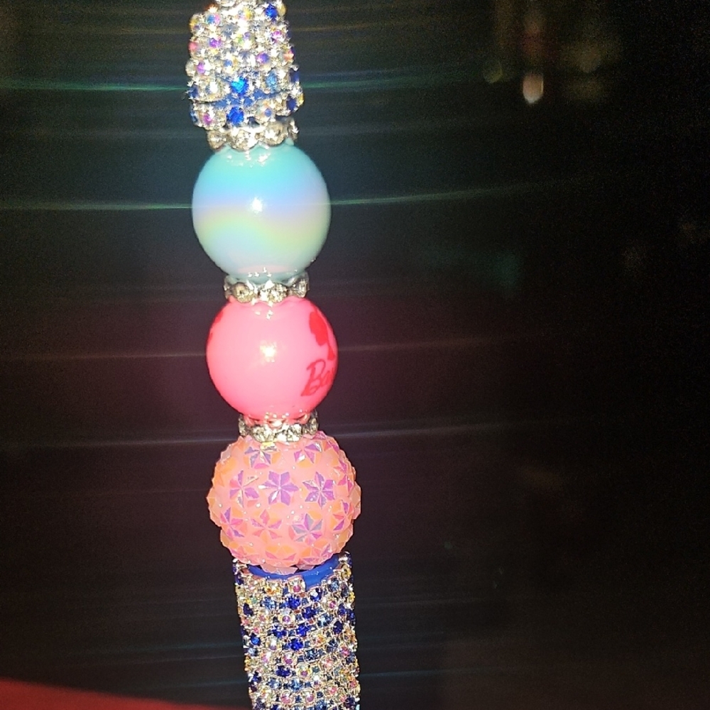 Colorful Beaded Pin with Rhinestones